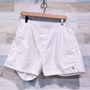 POLO Ralph Lauren Vintage 90s Pajama Shorts White Sleepwear Cotton USA Mens 38